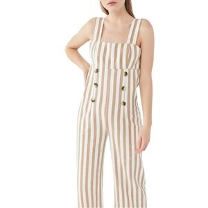 Urban Outfitters Murphy Striped Tan and White Jumpsuit